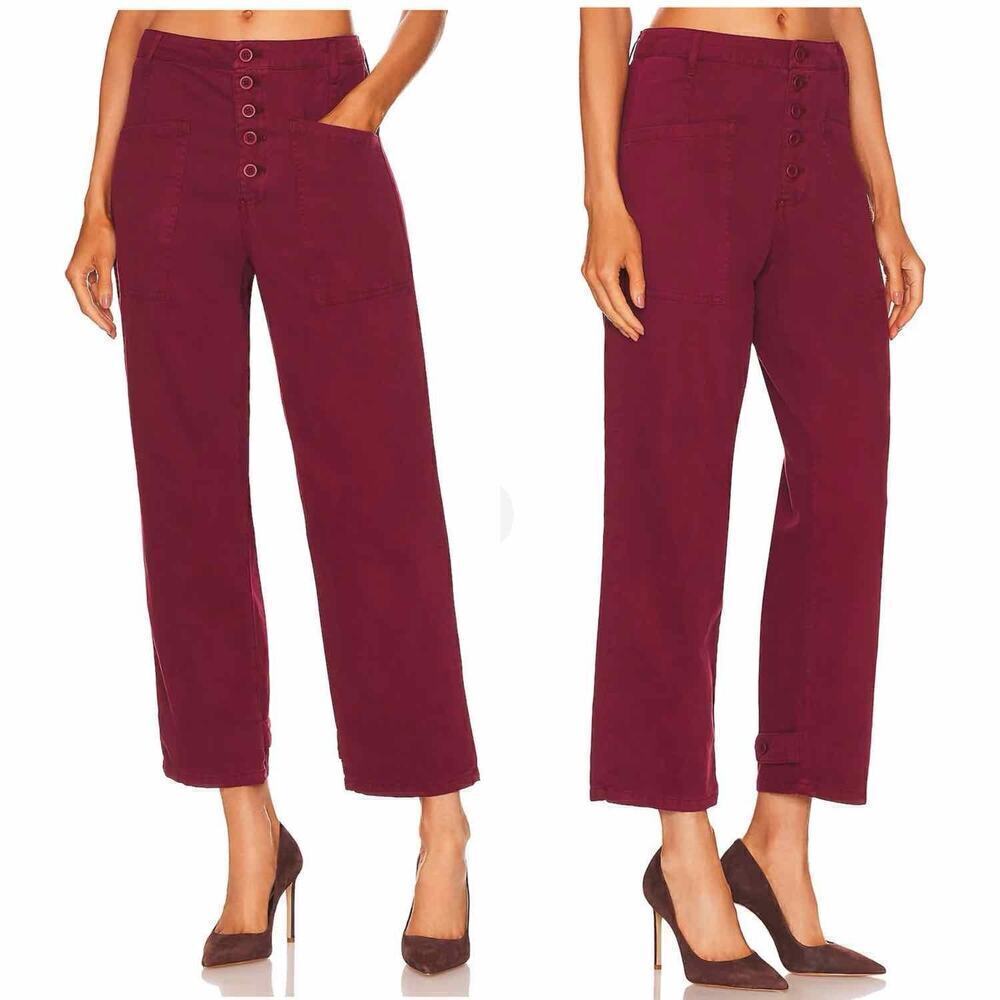 Pistola Tammy High Rise Trouser Exposed Buttons Pants Size 30 Merlot - Picture 5 of 15